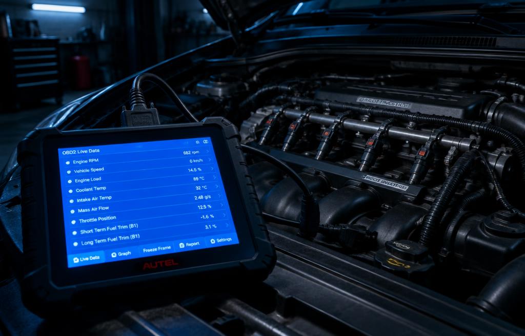 Scanner de diagnóstico conectado ao motor — injeção eletrônica