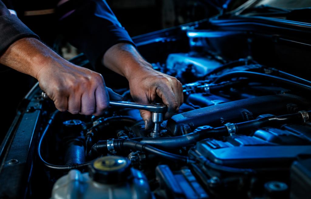 Mecânico realizando reparo no motor — mecânica geral em Curitiba